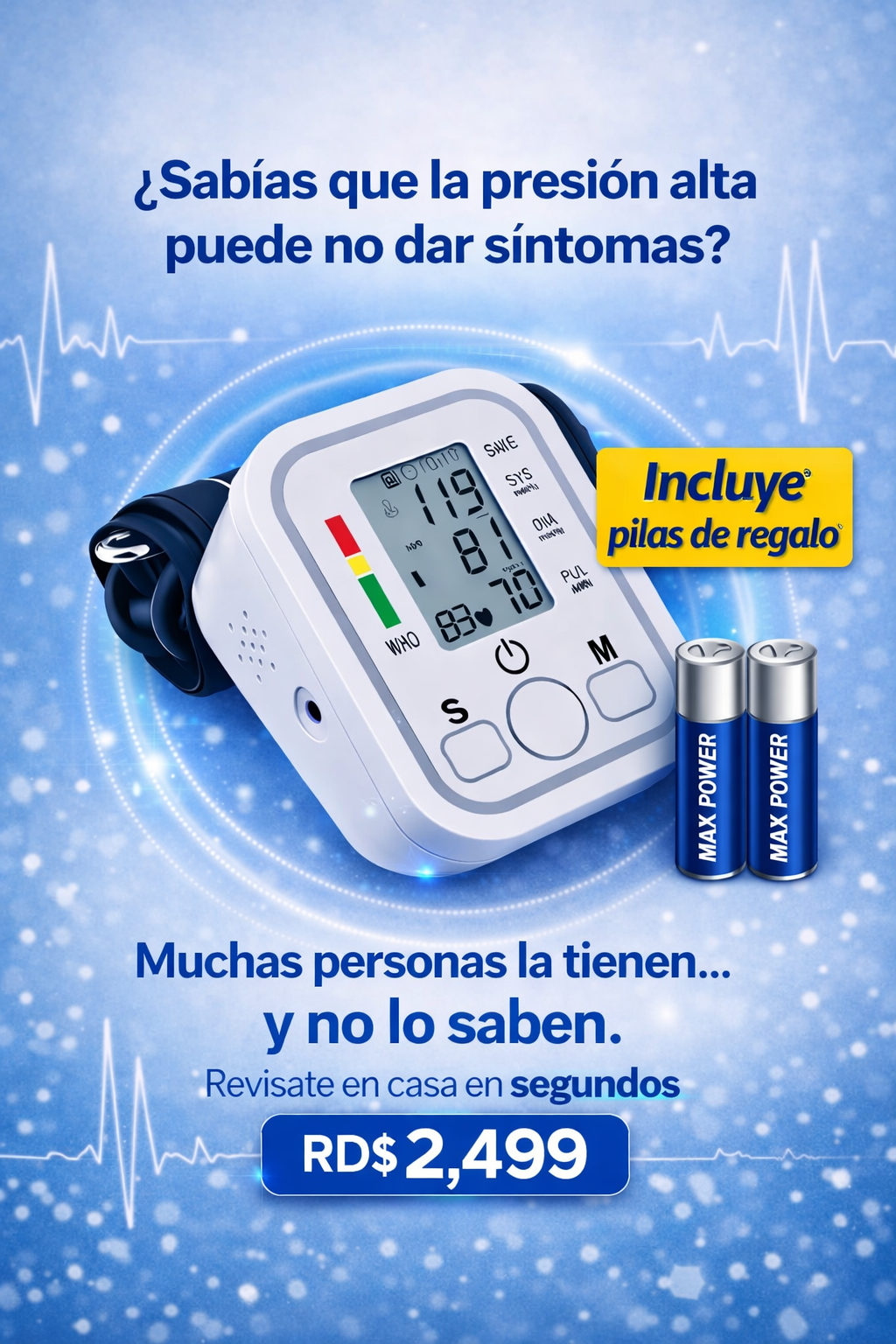 Medidor de presión portátil | monitorea la salud cardiovascular desde casa